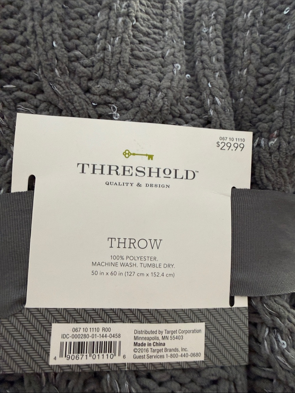 Threshold Chunky Knit Throw Blanket - Gray and Cream Bundle - Picture 2 of 3